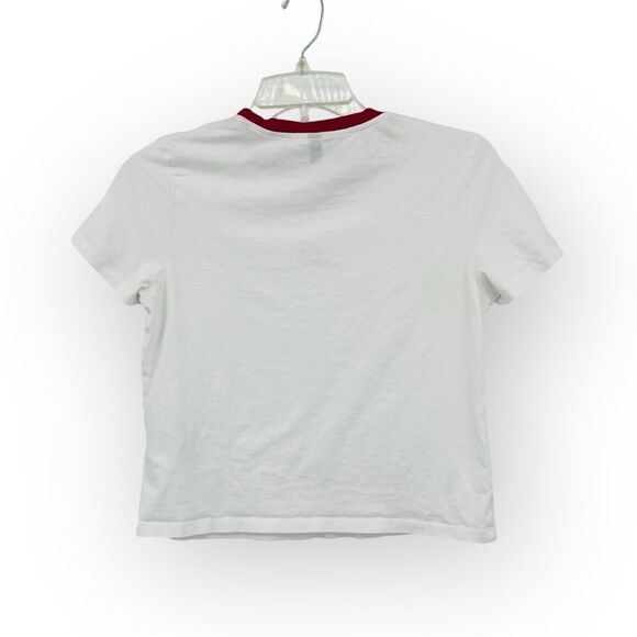 H&M Cropped Graphic Love T-Shirt In White Size S - Picture 2 of 5